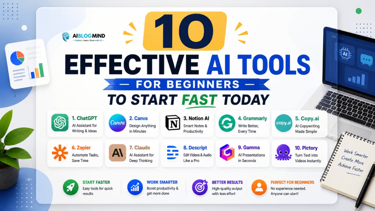 10 Effective AI Tools for Beginners to Start Fast Today