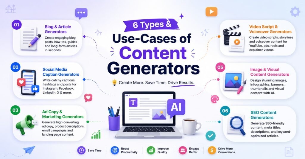 6 Types & Use-Cases of Content Generators