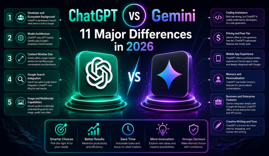 ChatGPT vs Gemini: 11 Major Differences in 2026